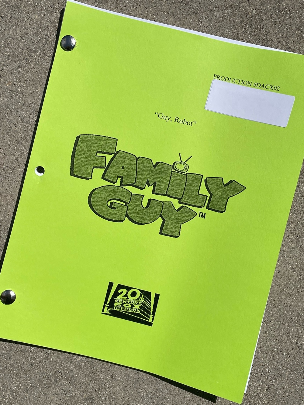 Family Guy 2014 Production Used Table Draft Script Guy Robot LYLE DUMPS STEWIE